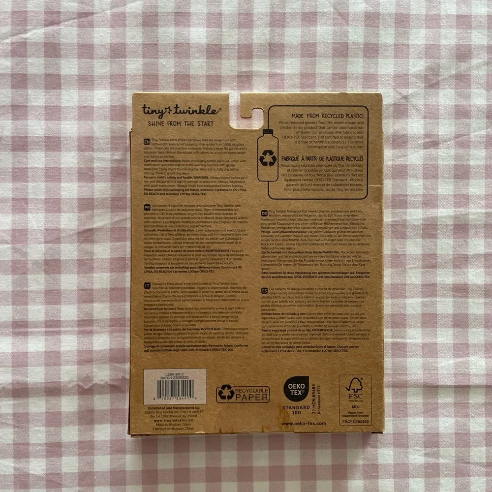 [Tiny Twinkle] NIB/NWT Maroon Mess-Proof Full Sleeve Bib AND Light Pink Bib